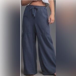 Anthropologie Pilcro Cargo Baggy Black Linen Blend Pants NWT’s Size XLP